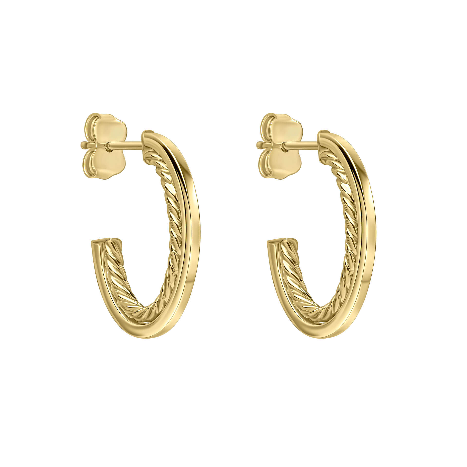 Elements Gold Rope Twist Open Hoop Earrings