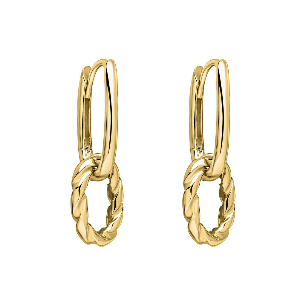 Elements Gold Rope Twist Double Hoop Drop Earrings
