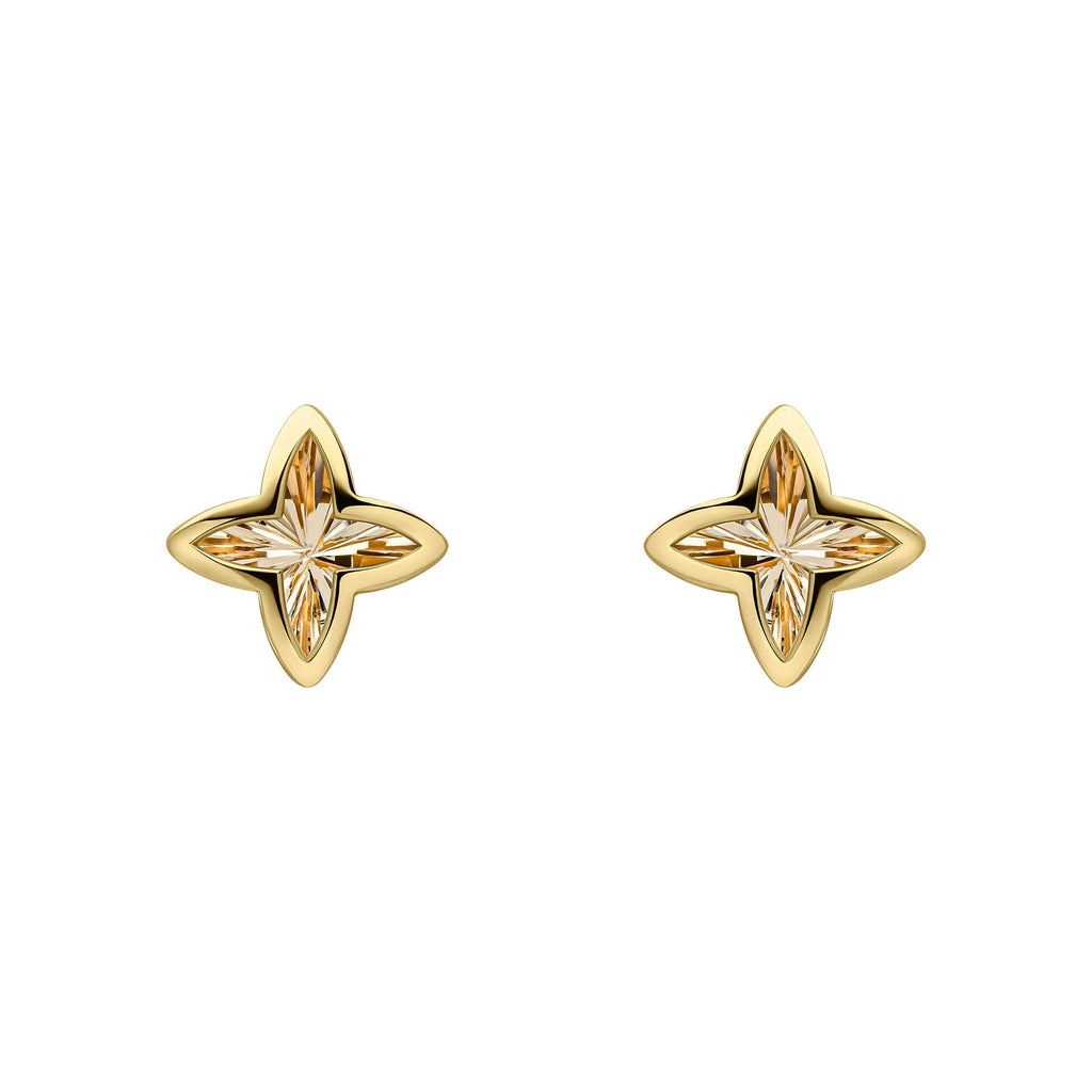 Elements Gold Textured Flower Stud Earrings