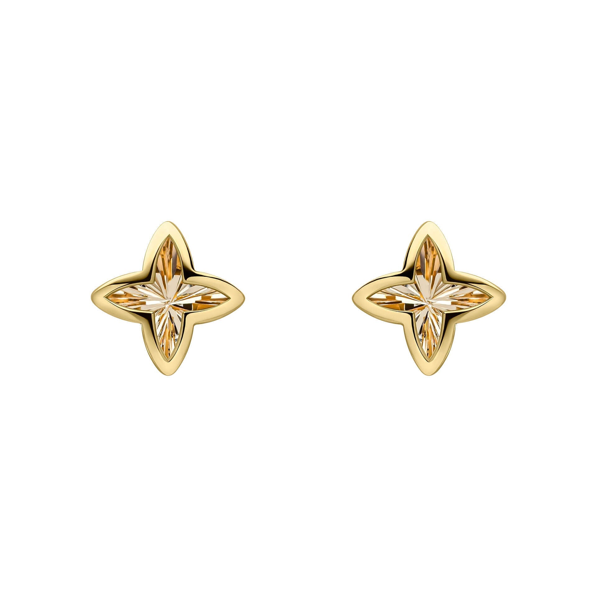 Elements Gold Textured Flower Stud Earrings