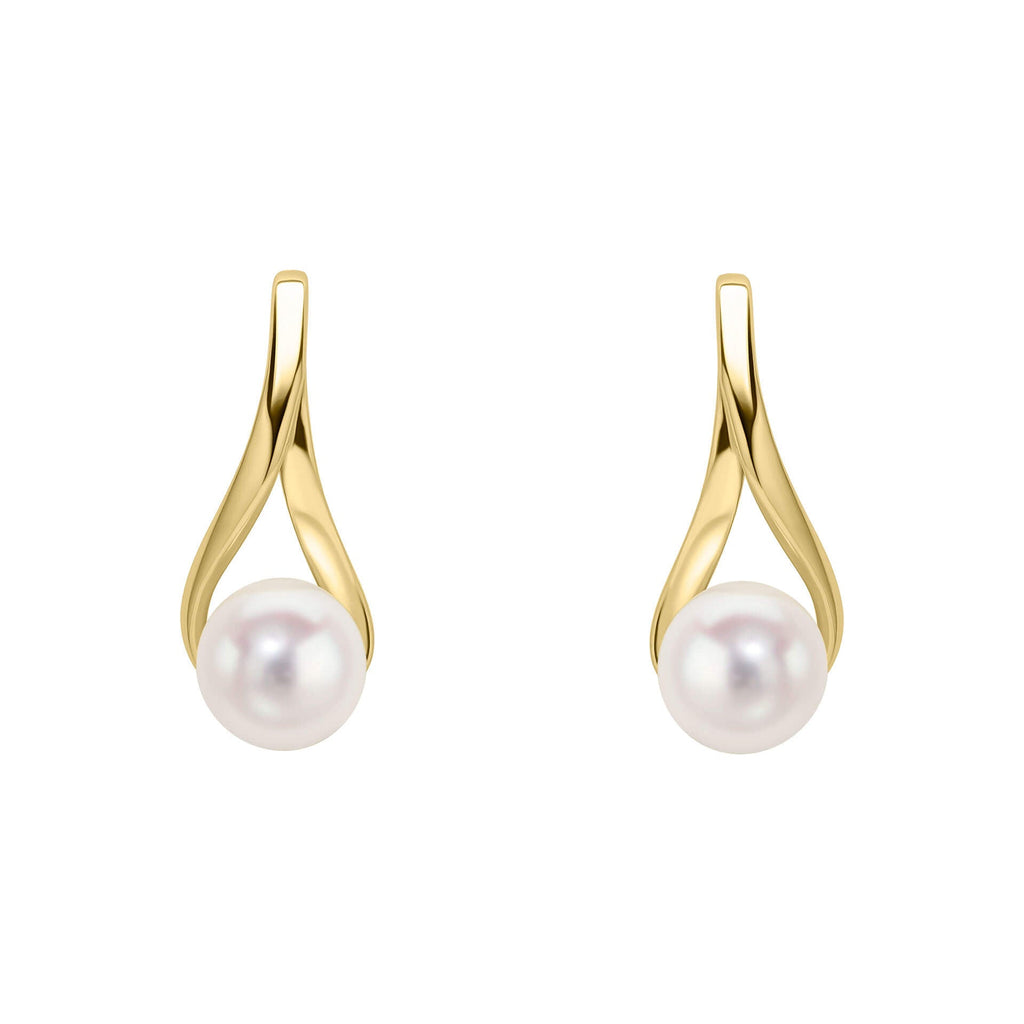 Elements Gold Freshwater Pearl Twist Drop Earrings