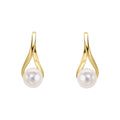 Elements Gold Freshwater Pearl Twist Drop Earrings