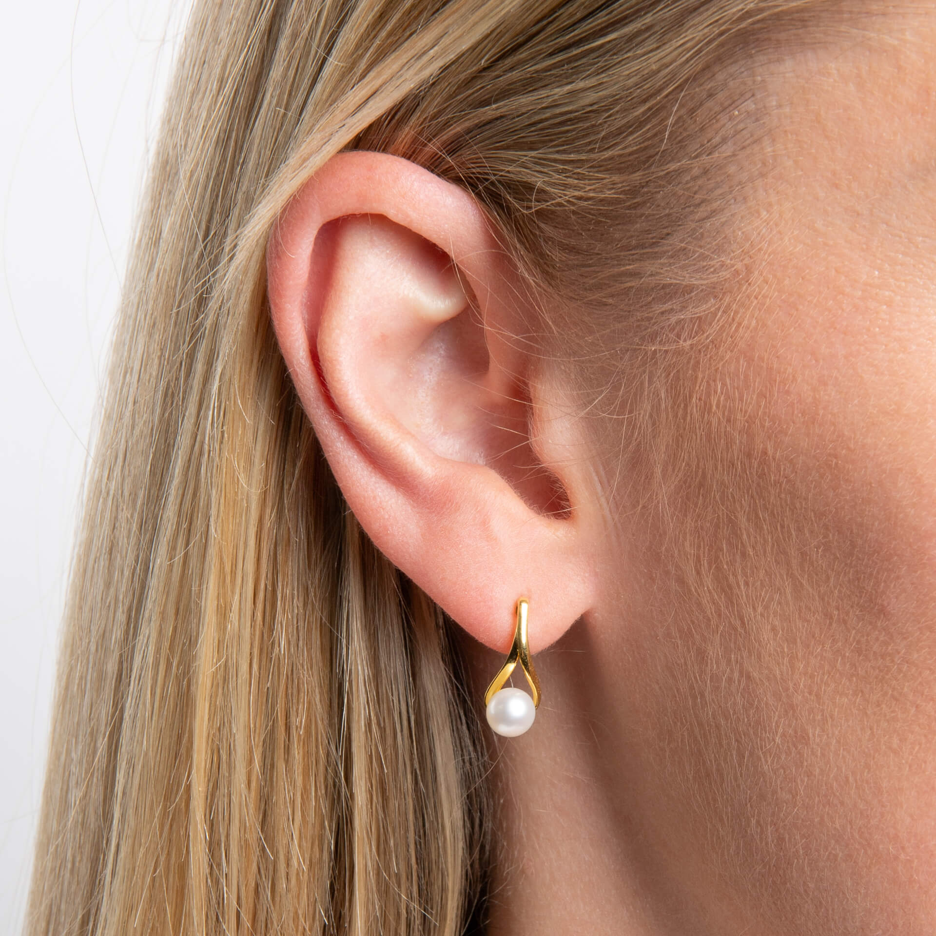 Elements Gold Freshwater Pearl Twist Drop Earrings