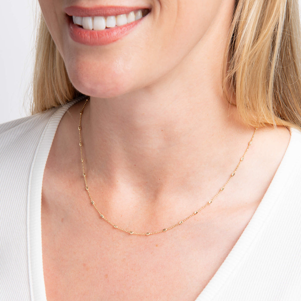 Elements Gold Diamond Cut Station Necklace