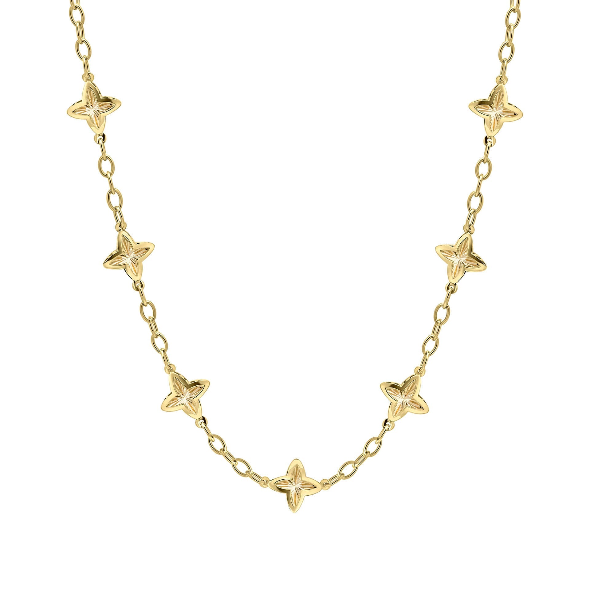 Elements Gold Textured Flower Station Necklace