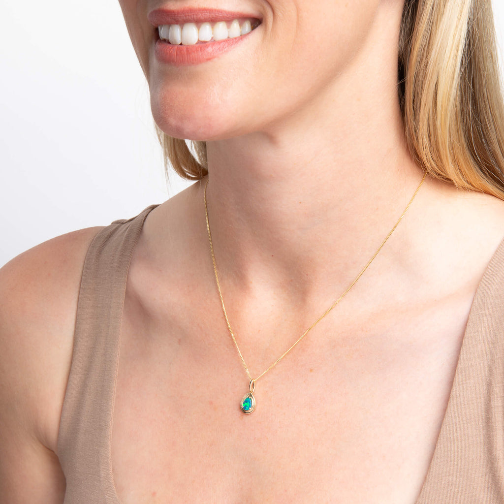 Elements Gold Opal Doublet Teardrop Pendant