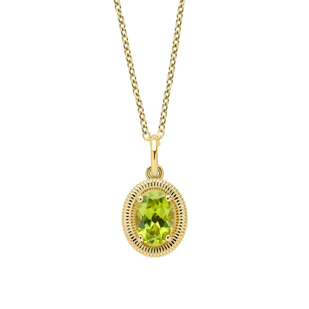 Elements Gold Peridot Oval Ridged Pendant