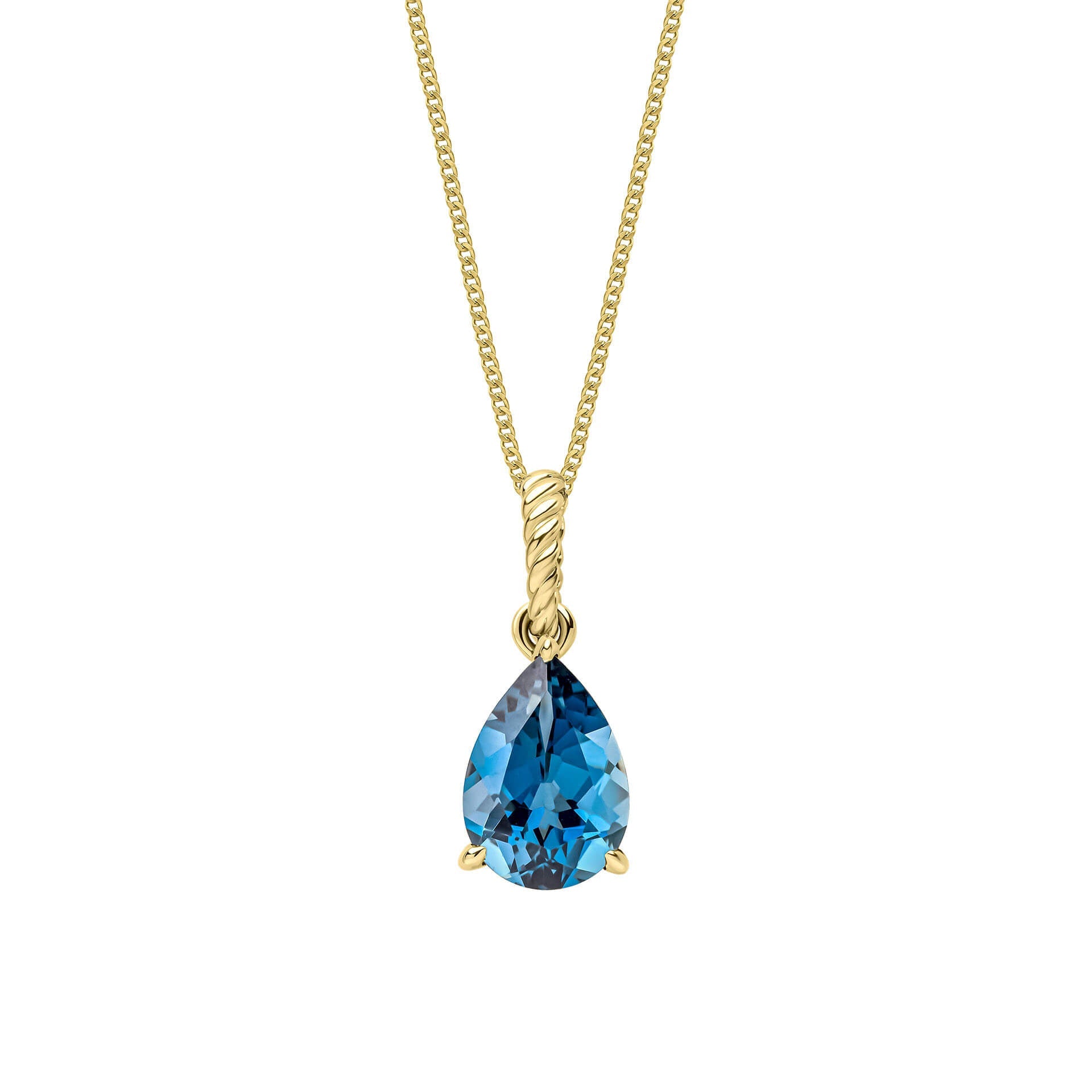 Elements Gold London Blue Topaz Rope Twist Pendant