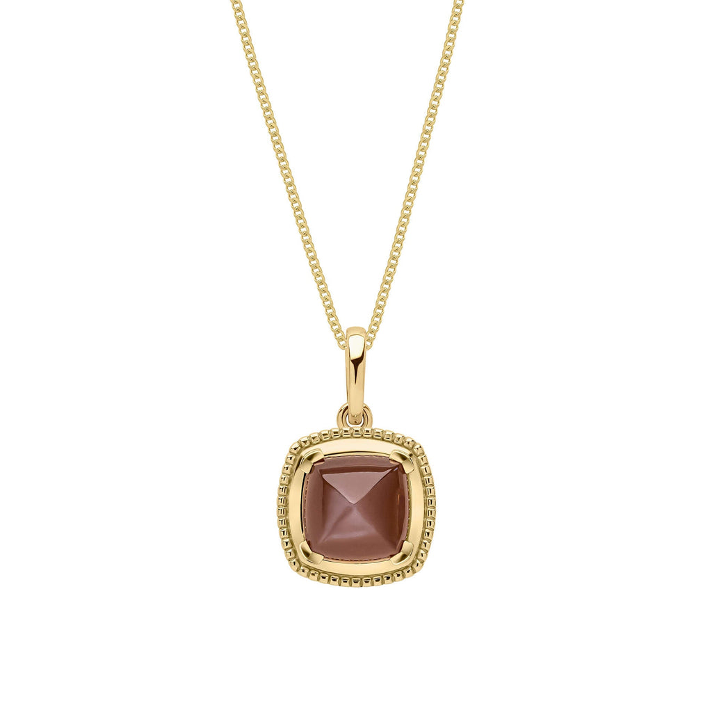 Elements Gold Sugarloaf Cut Chocolate Moonstone Pendant