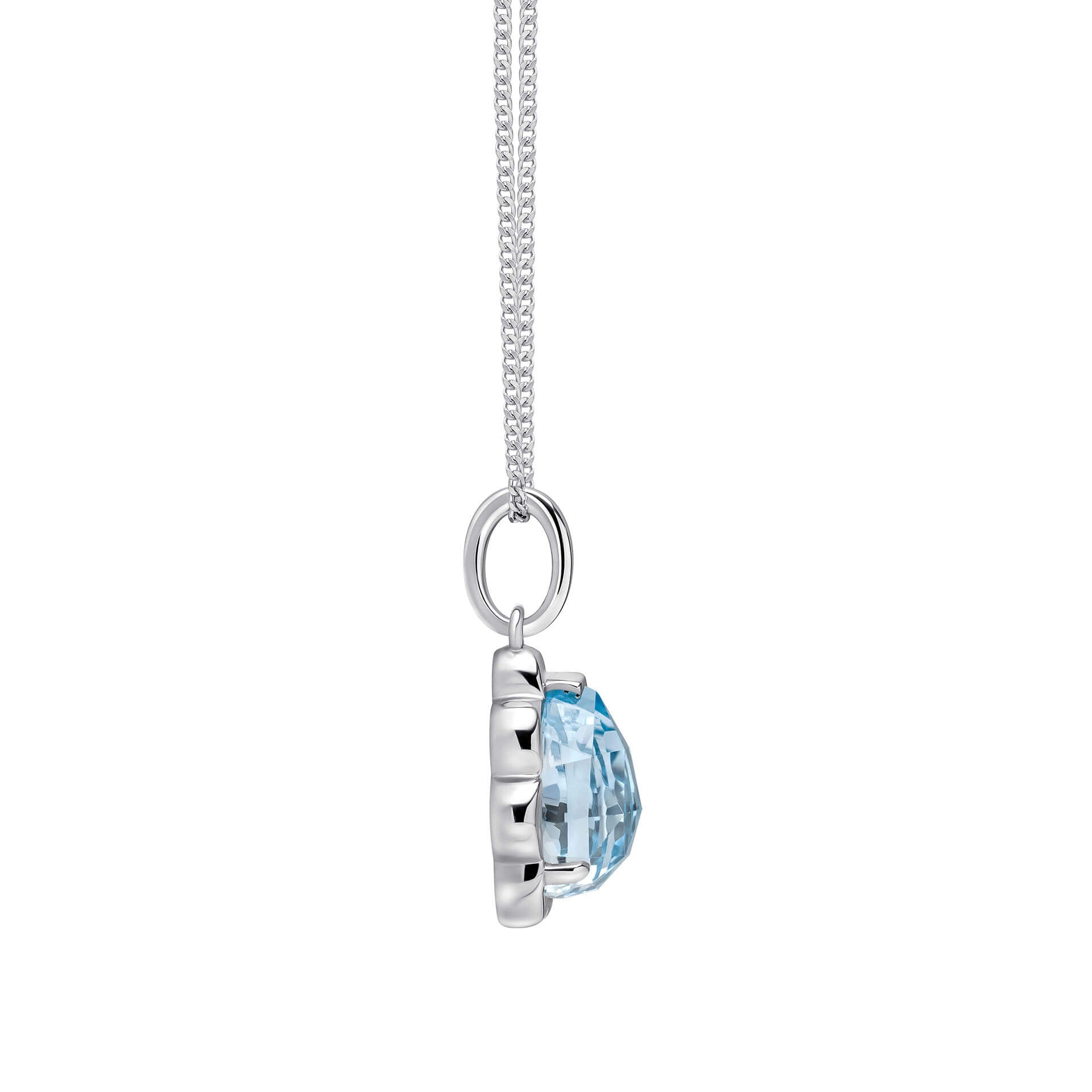 Elements Gold Fancy Cut Sky Blue Topaz Flower Bud Pendant