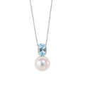 Elements Gold Freshwater Pearl and Sky Blue Topaz Pendant