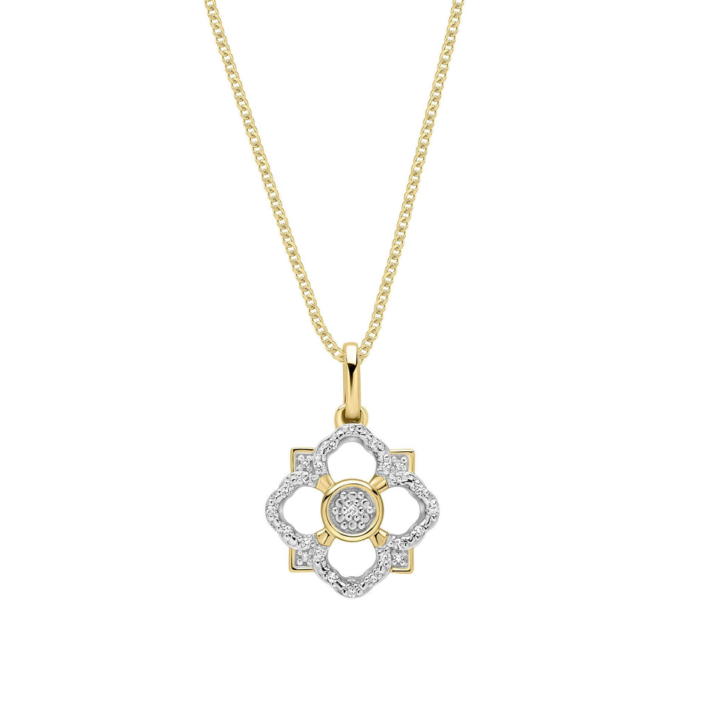 Elements Gold Diamond Floral Pendant