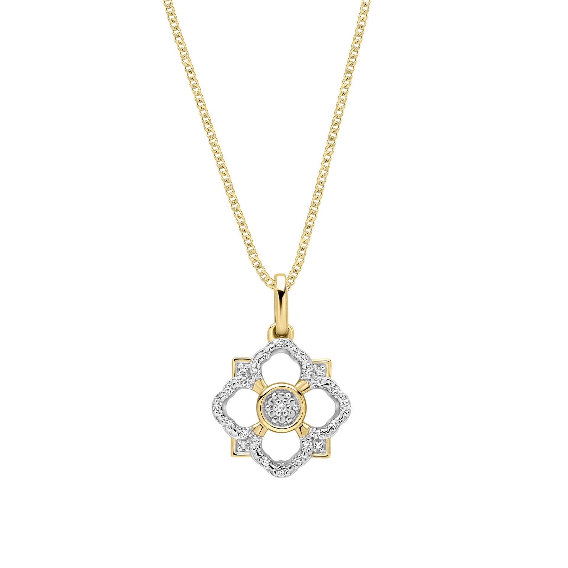 Elements Gold Diamond Floral Pendant