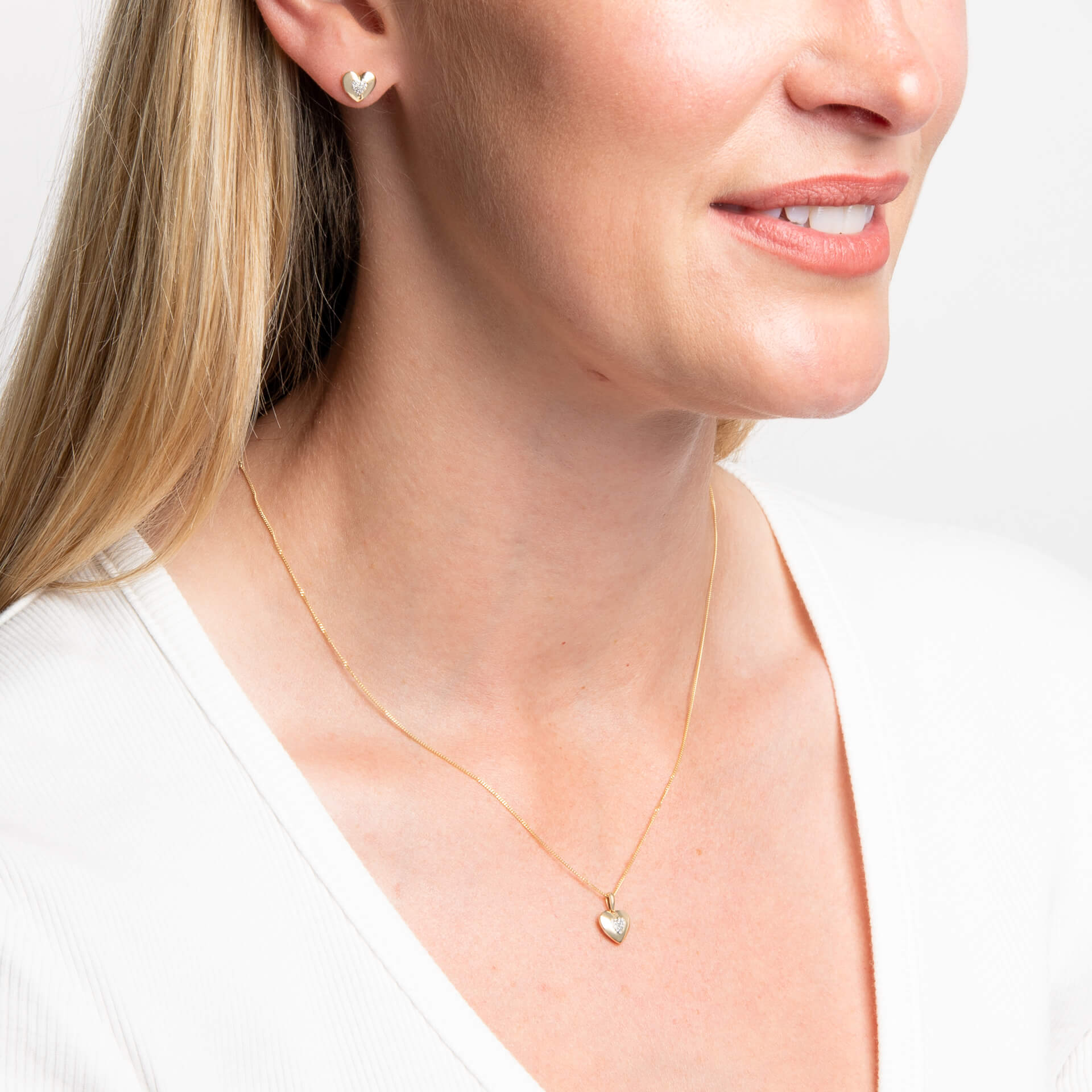 Elements Gold Pavé Diamond Heart Pendant