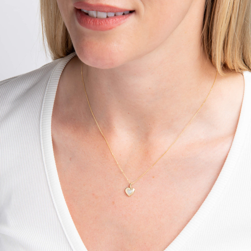 Elements Gold Pavé Diamond Heart Pendant