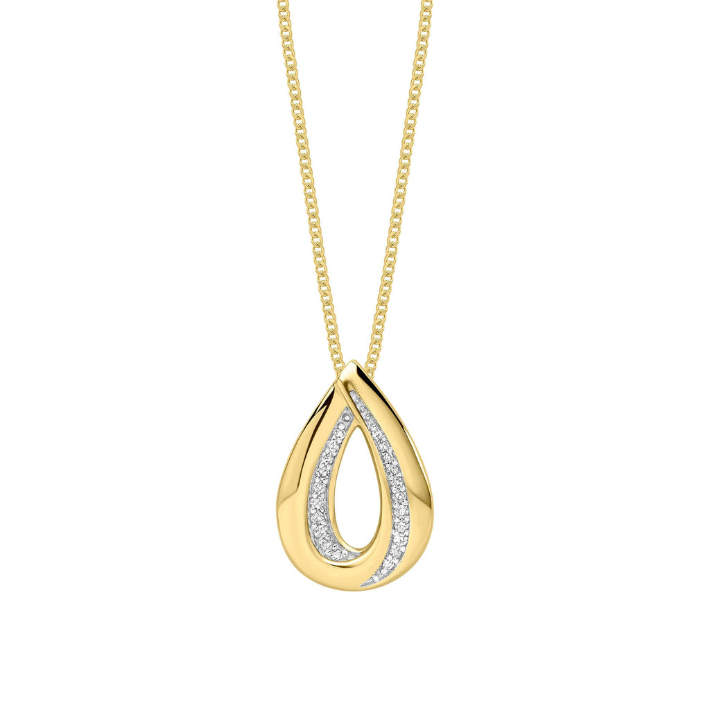 Elements Gold Cut Out Diamond Teardrop Pendant