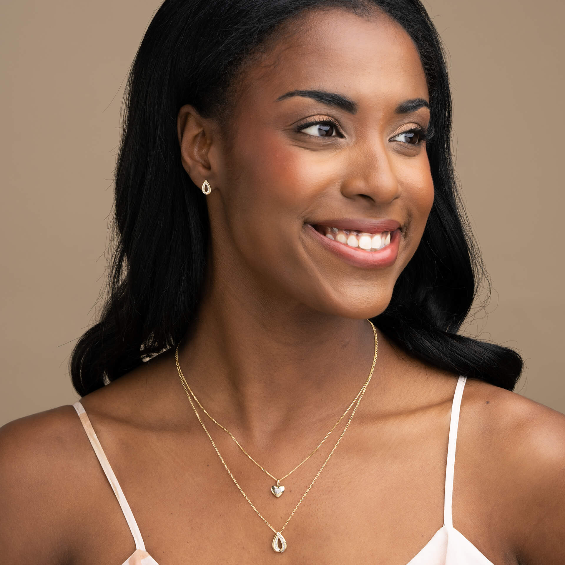 Elements Gold Pavé Diamond Heart Pendant