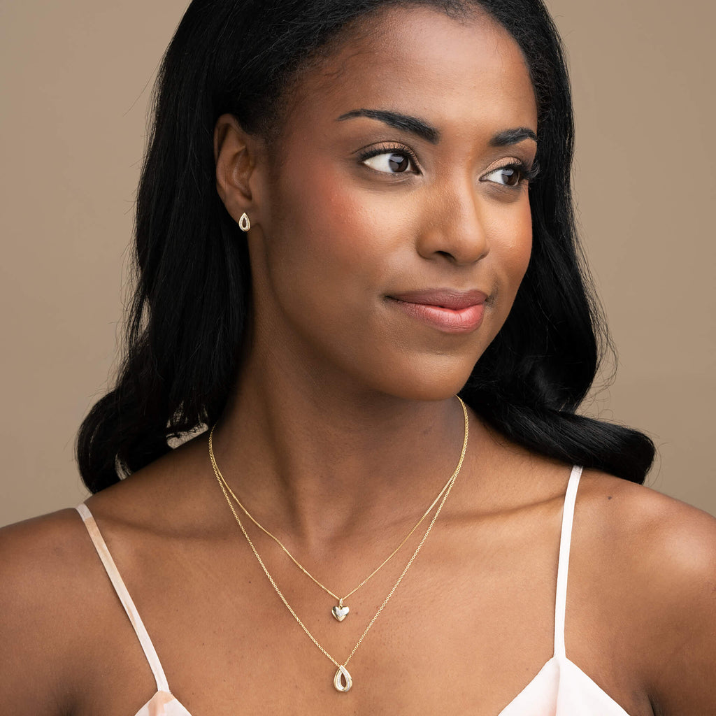 Elements Gold Pavé Diamond Heart Pendant