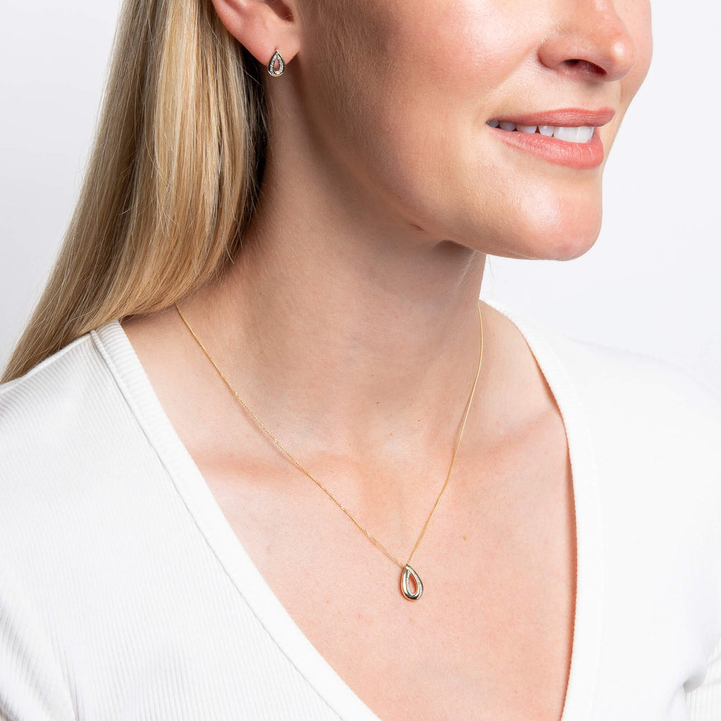 Elements Gold Cut Out Diamond Teardrop Pendant