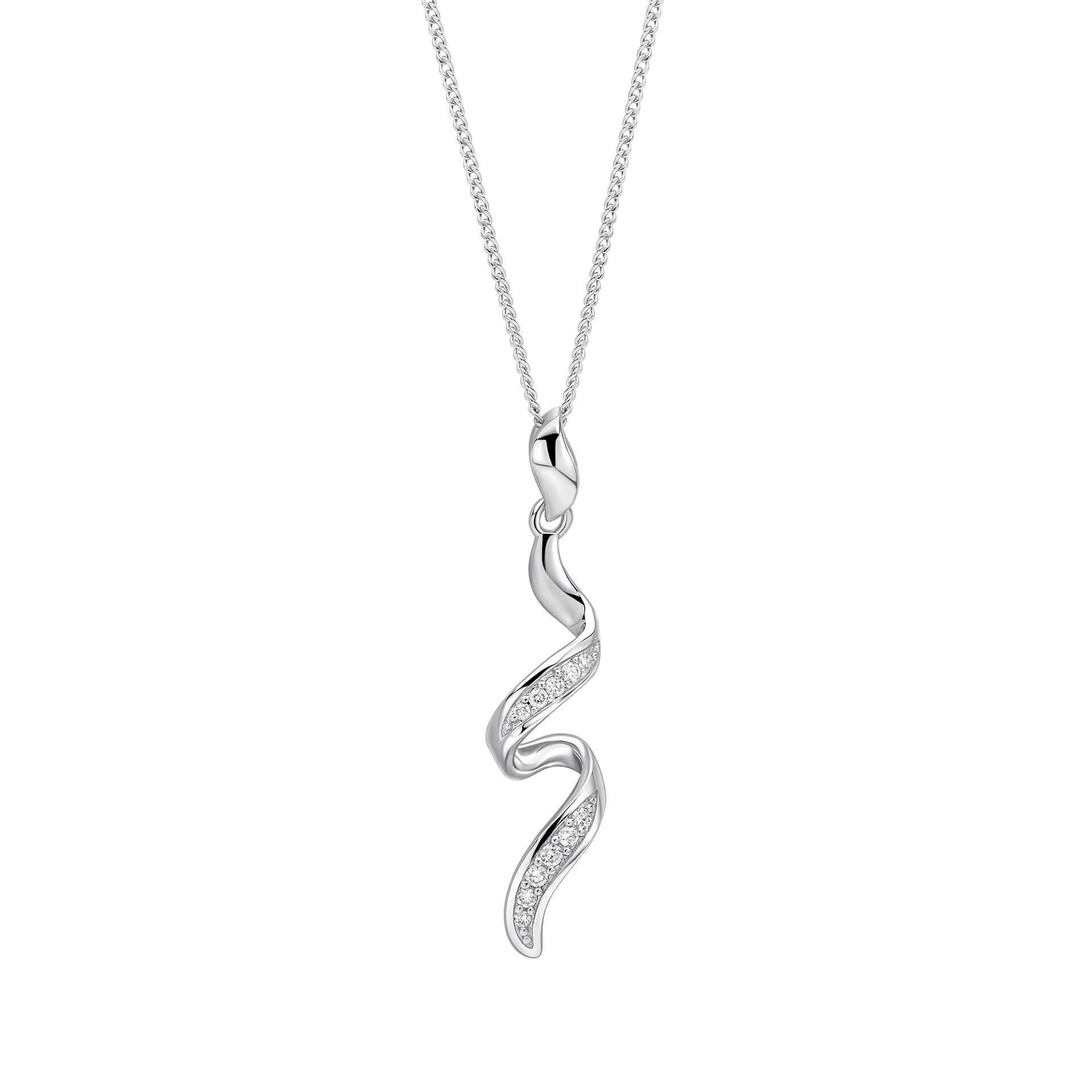 Elements Gold Diamond Twisted Ribbon Drop Pendant