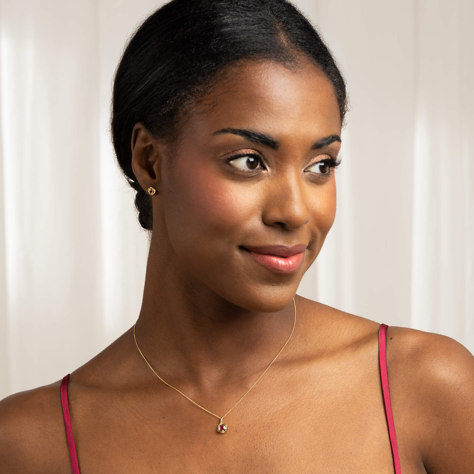 Elements Gold Fura Ruby Stud Earrings