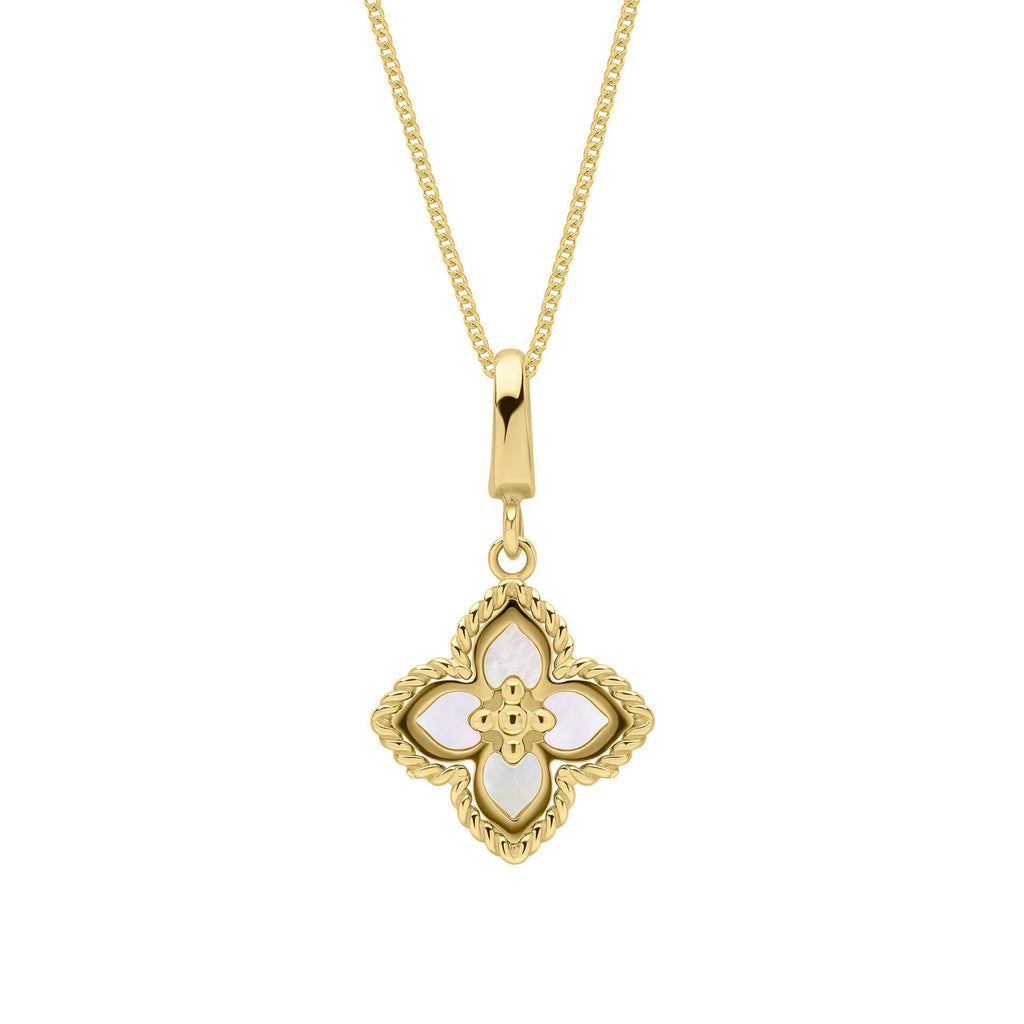 Elements Gold Mother of Pearl Flower Pendant
