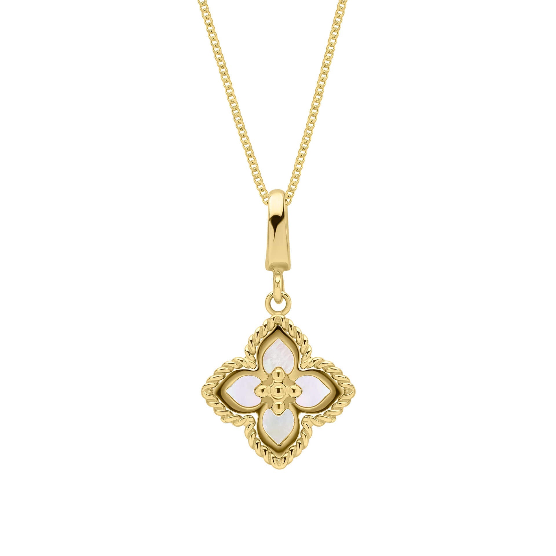 Elements Gold Mother of Pearl Flower Pendant