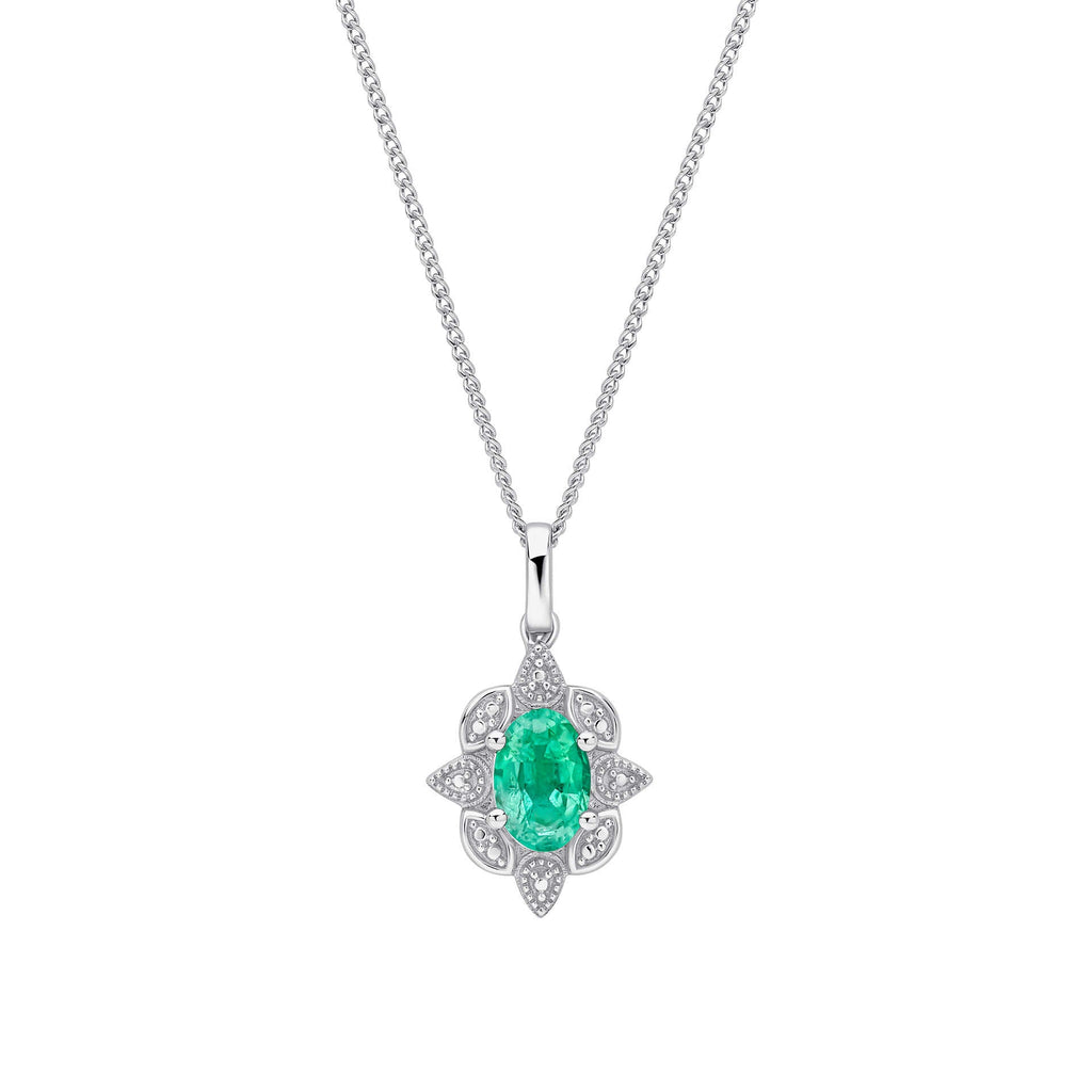 Elements Gold Emerald Art Deco Pendant