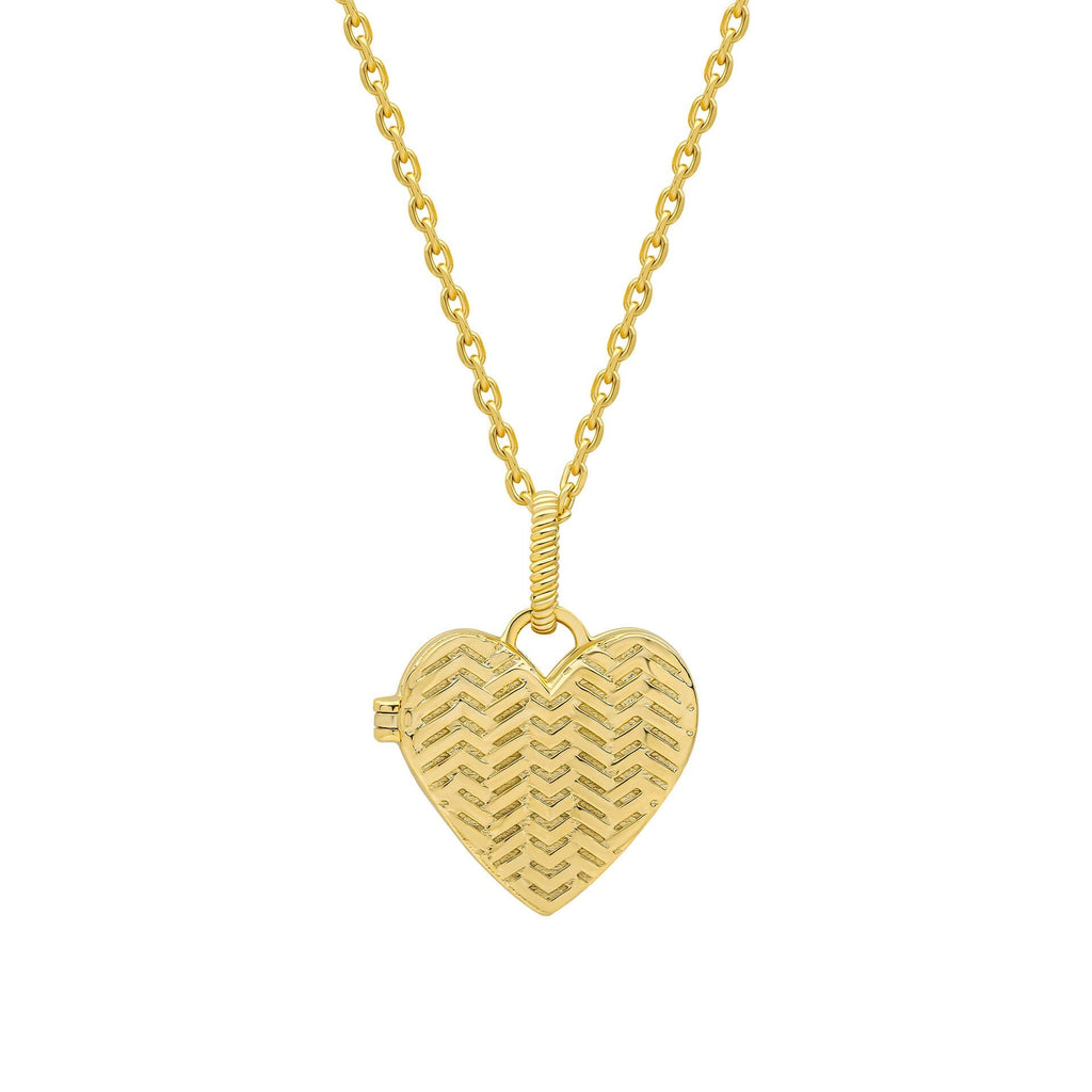 Laura Ashley Silver Picnic Basket Weave Heart Locket Necklace