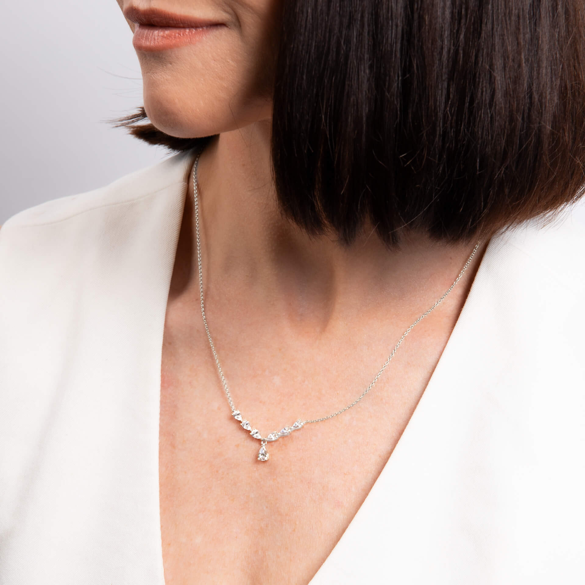 Diamonfire Statement Teardrop Zirconia Necklace