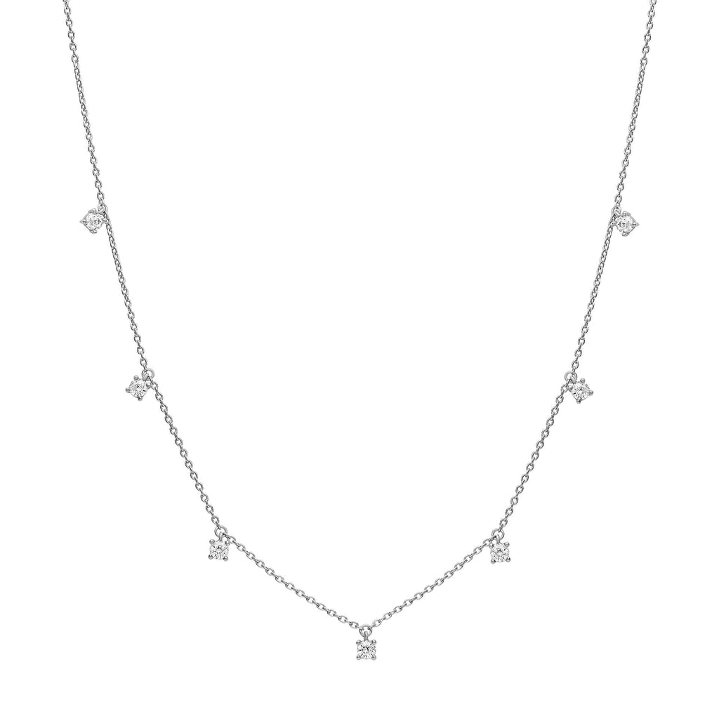 Diamonfire Four Claw Set Zirconia Station Necklace