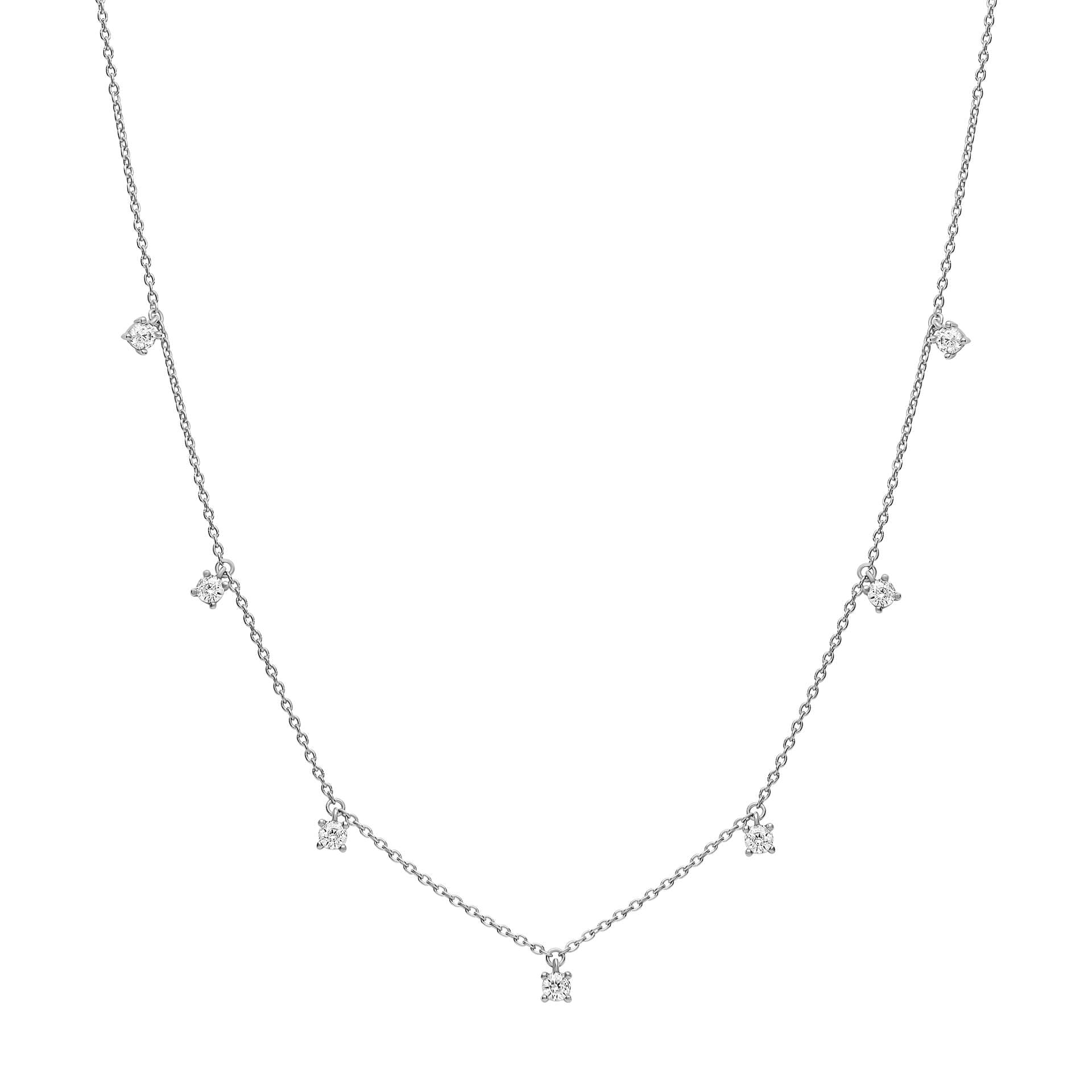 Diamonfire Four Claw Set Zirconia Station Necklace
