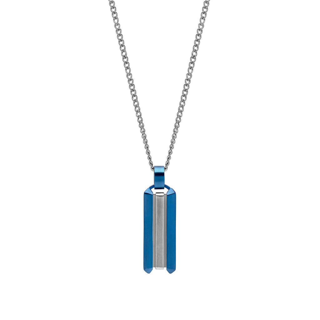 Fred Bennett Stainless Steel Blue Dog Tag Necklace