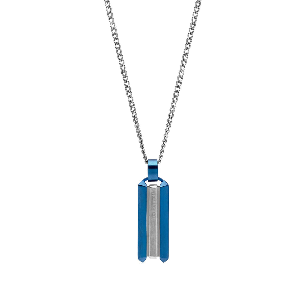 Fred Bennett Stainless Steel Blue Dog Tag Necklace