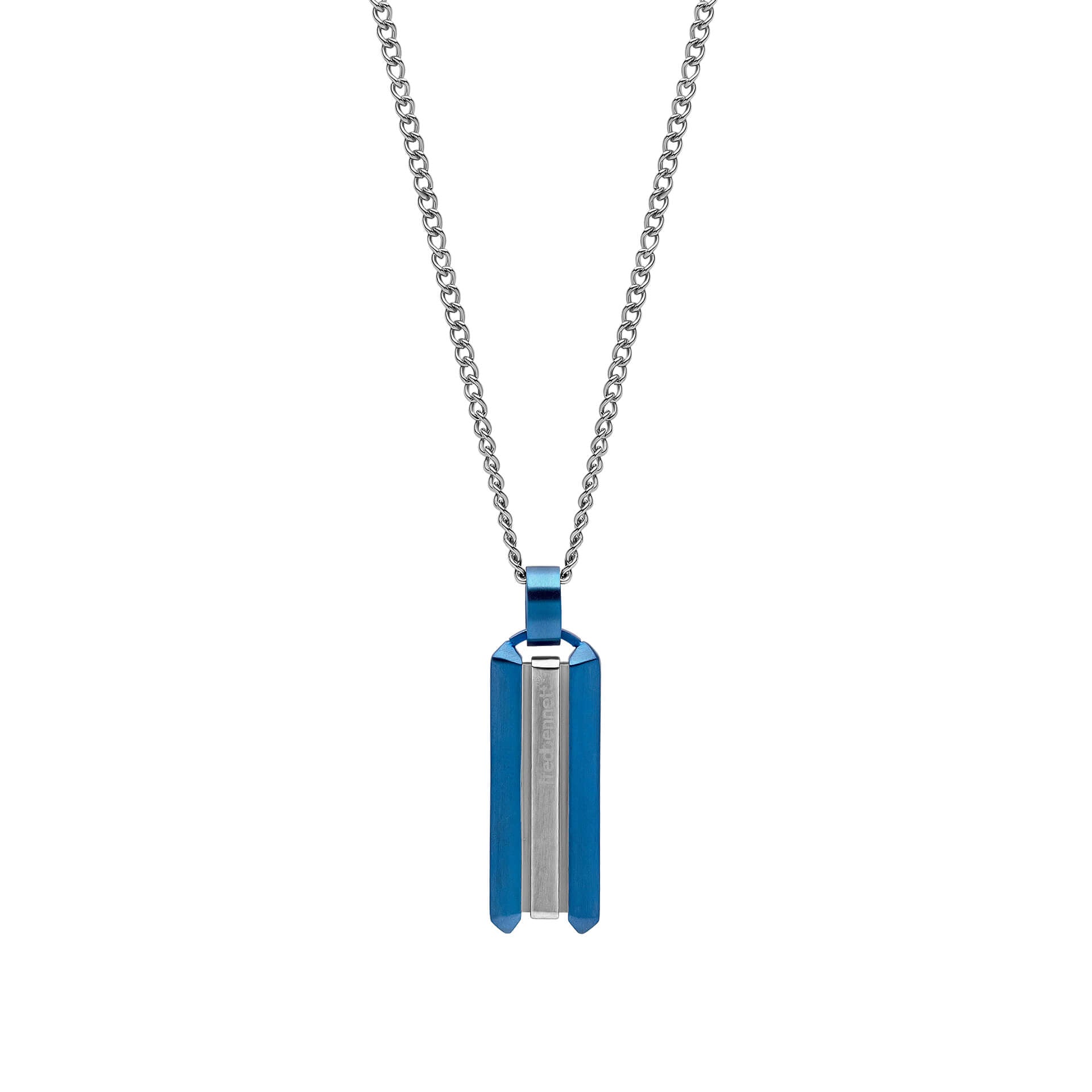 Fred Bennett Stainless Steel Blue Dog Tag Necklace