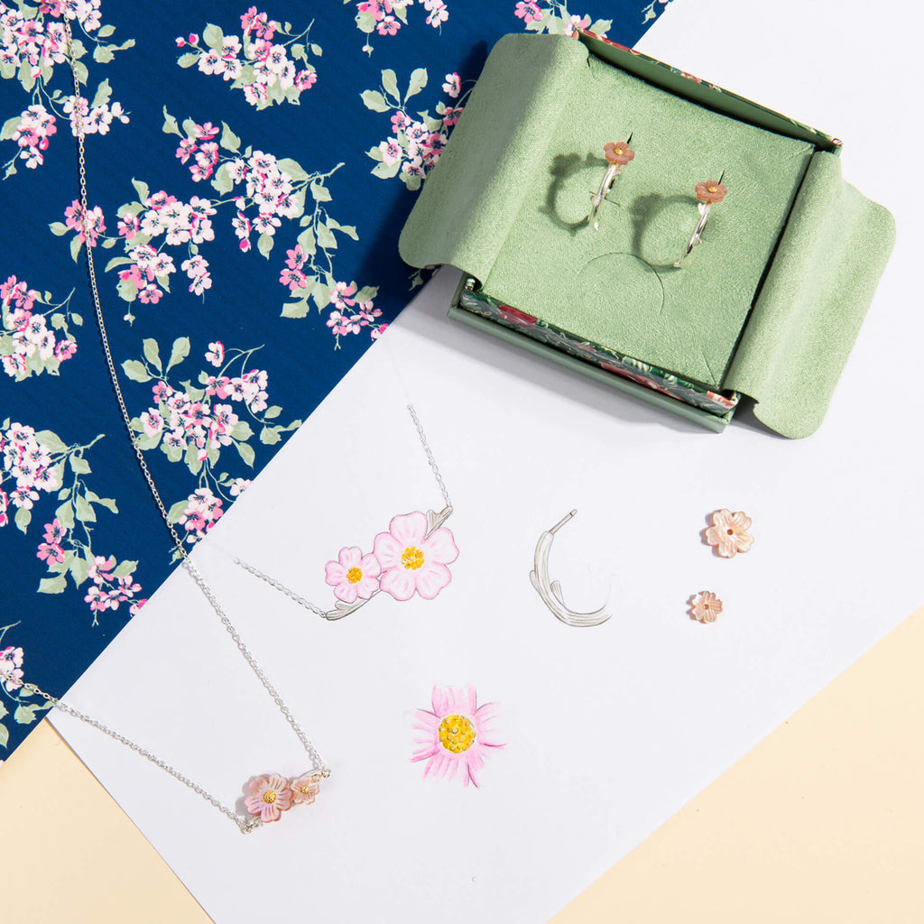 Laura Ashley Silver Cherry Blossom Ditsy Necklace