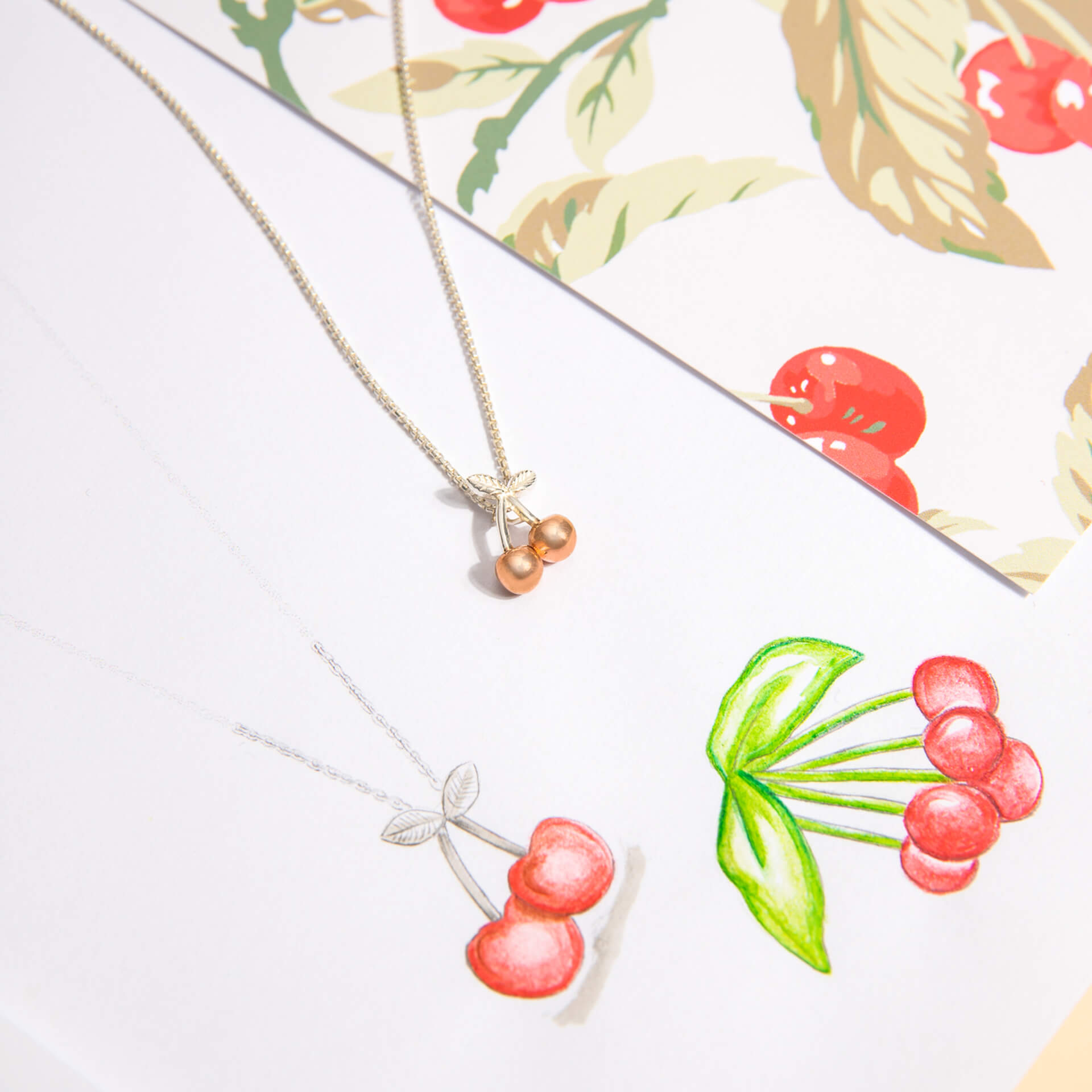 Laura Ashley Silver Cranwell Orchard Cherry Necklace