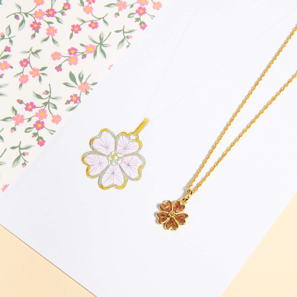 Laura Ashley Silver Riverly Ditsy Guilloche Flower Necklace
