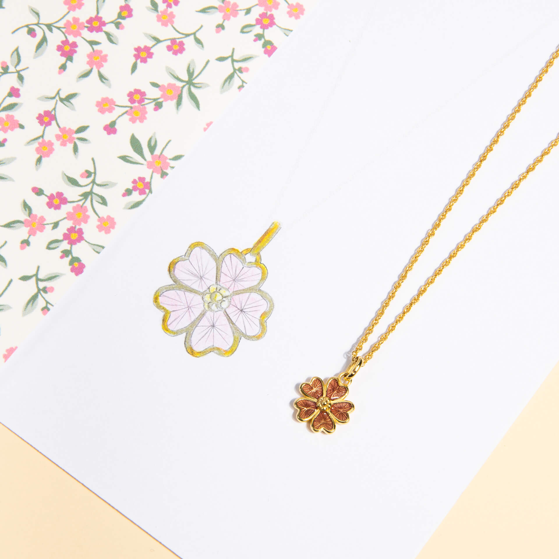 Laura Ashley Silver Riverly Ditsy Guilloche Flower Necklace