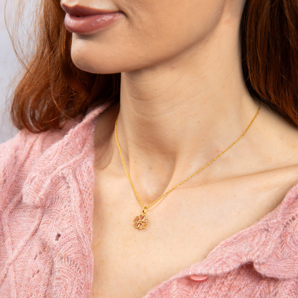 Laura Ashley Silver Riverly Ditsy Guilloche Flower Necklace