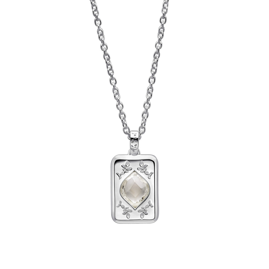 Laura Ashley Silver Foscot Damask White Topaz Necklace