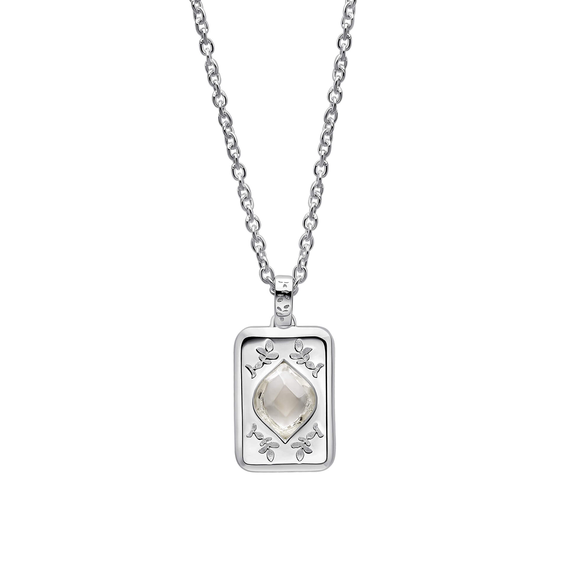 Laura Ashley Silver Foscot Damask White Topaz Necklace