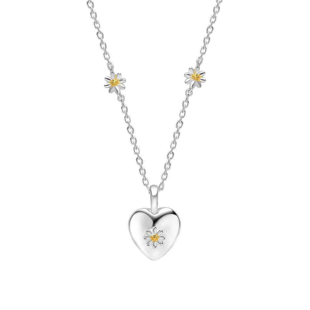 Laura Ashley Silver Kids Everingham Meadow Daisy Heart Necklace