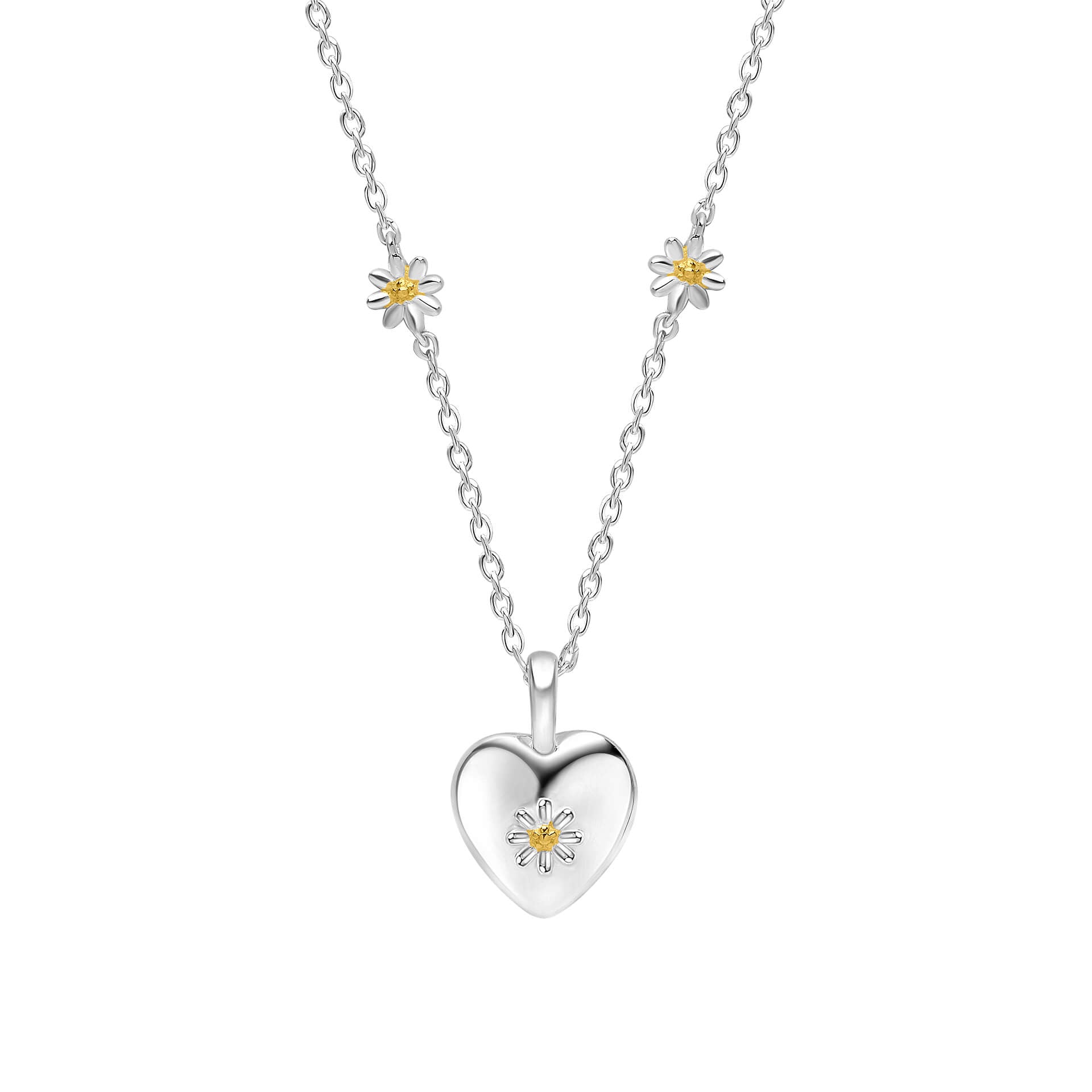 Laura Ashley Silver Kids Everingham Meadow Daisy Heart Necklace