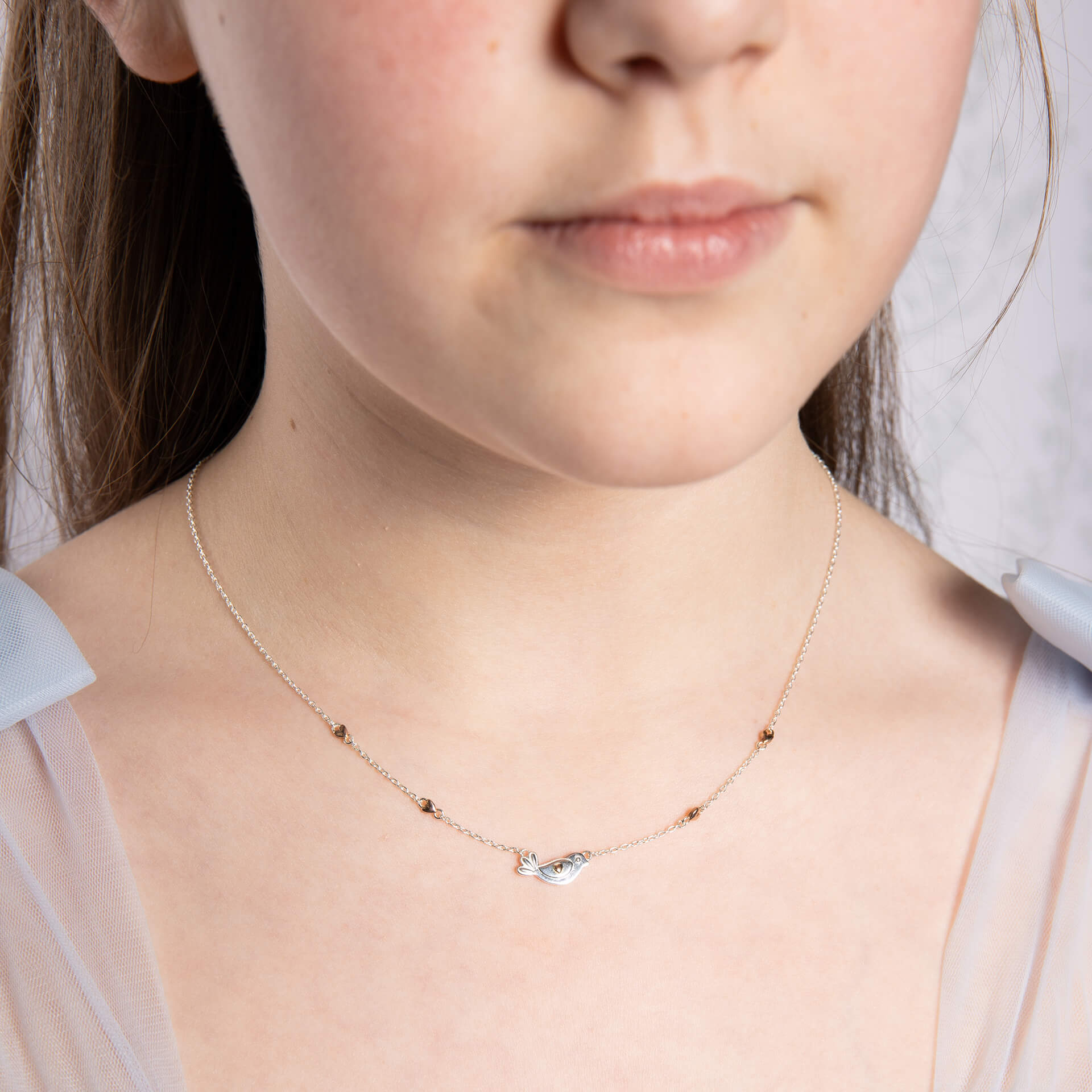 Laura Ashley Silver Kids Rosmere Love Mini Bird Necklace