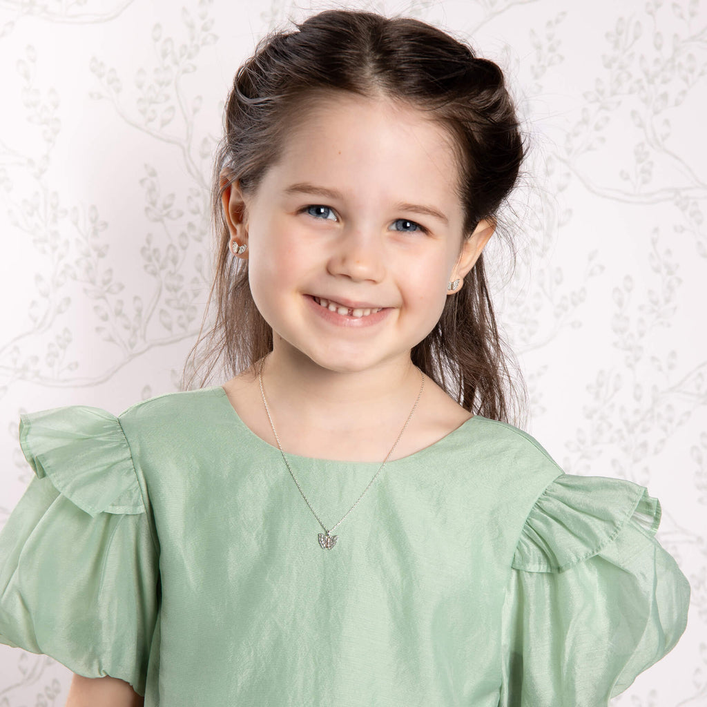 Laura Ashley Silver Kids Butterfly Garden Mini Necklace
