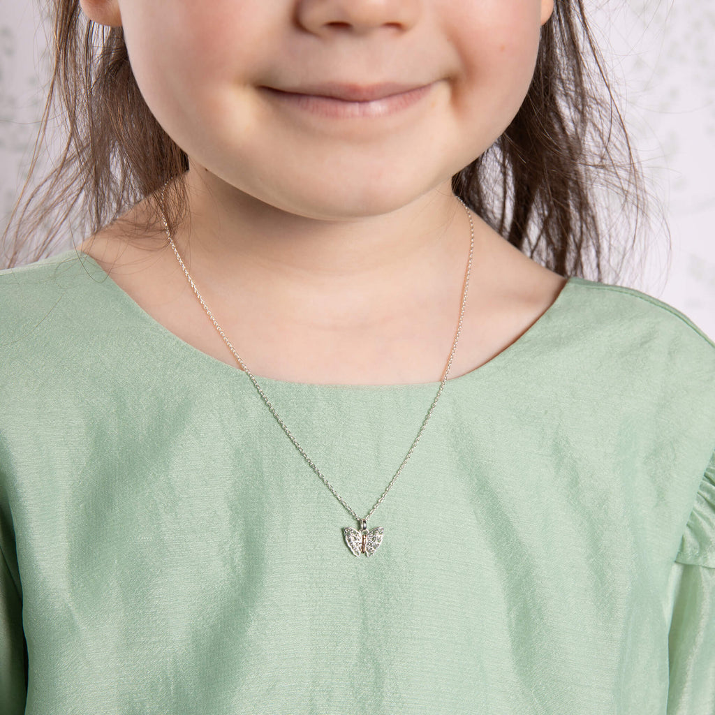Laura Ashley Silver Kids Butterfly Garden Mini Necklace