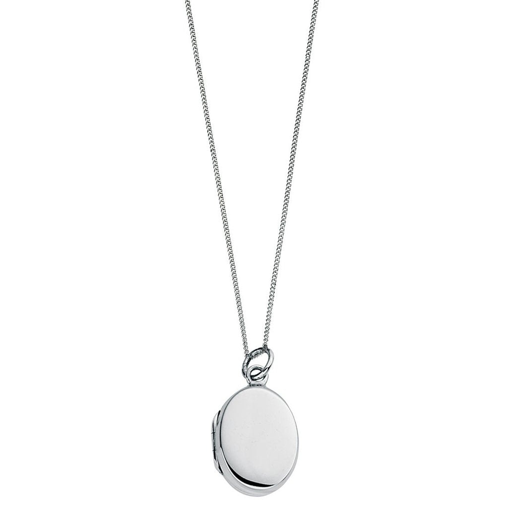 Sterling Silver Locket P2703 Beginnings Small Plain Oval Locket with Chain