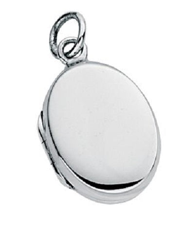 Sterling Silver Locket P2703 Beginnings Small Plain Oval Locket with Chain