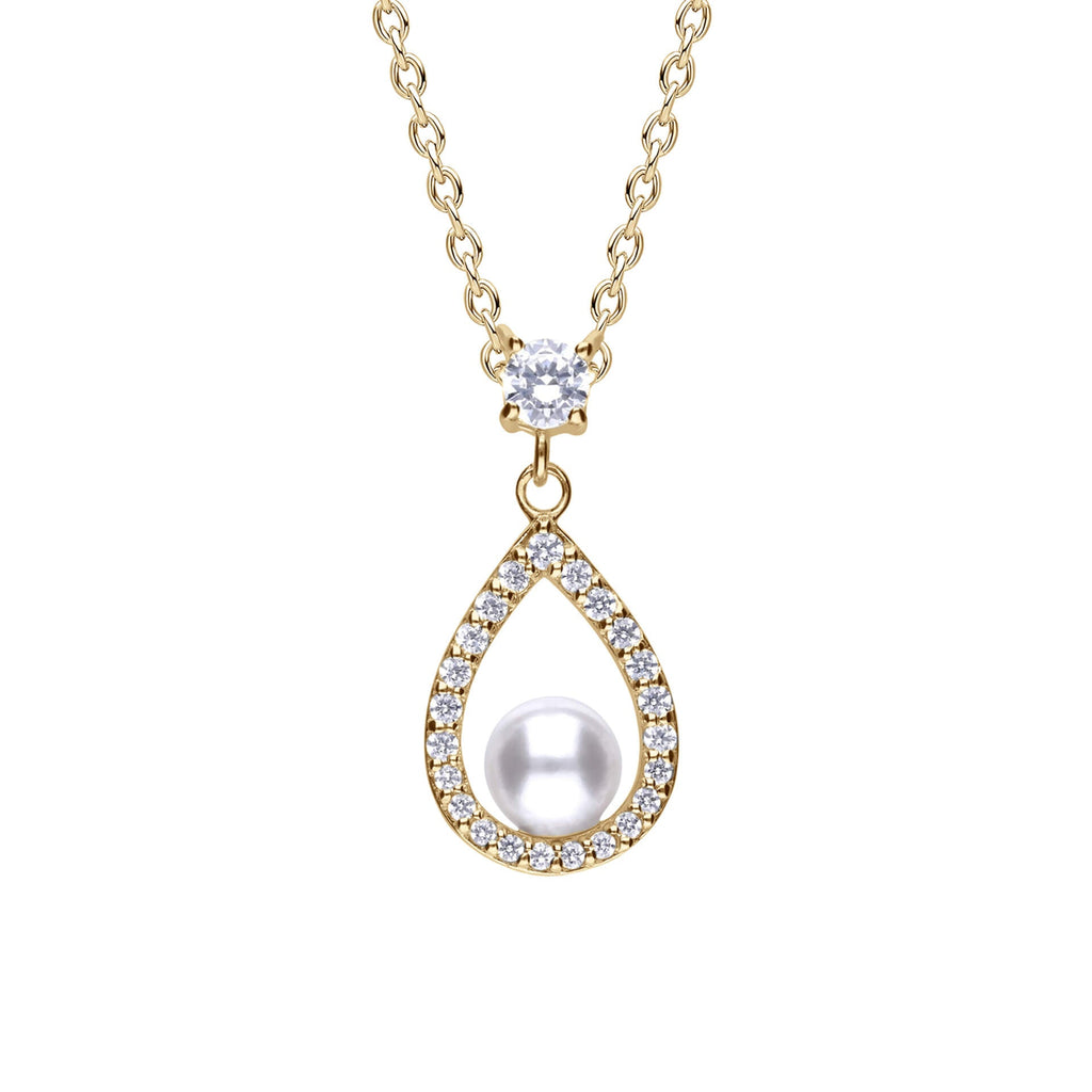 Diamonfire Open Halo Teardrop Pendant with Shell Pearl